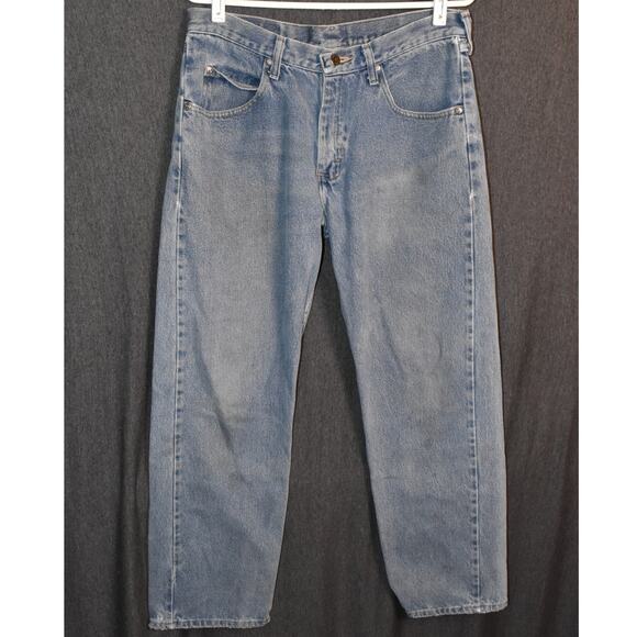Wrangler Men's 33x30 Relaxed Fit Distressed Light Wash Denim Jeans - Picture 1 of 9